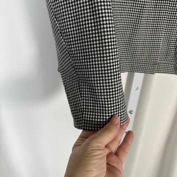 Talbots Black White Check Gingham Zip Jacket Sz 2P Petite Preppy Academia Office - Picture 6 of 10